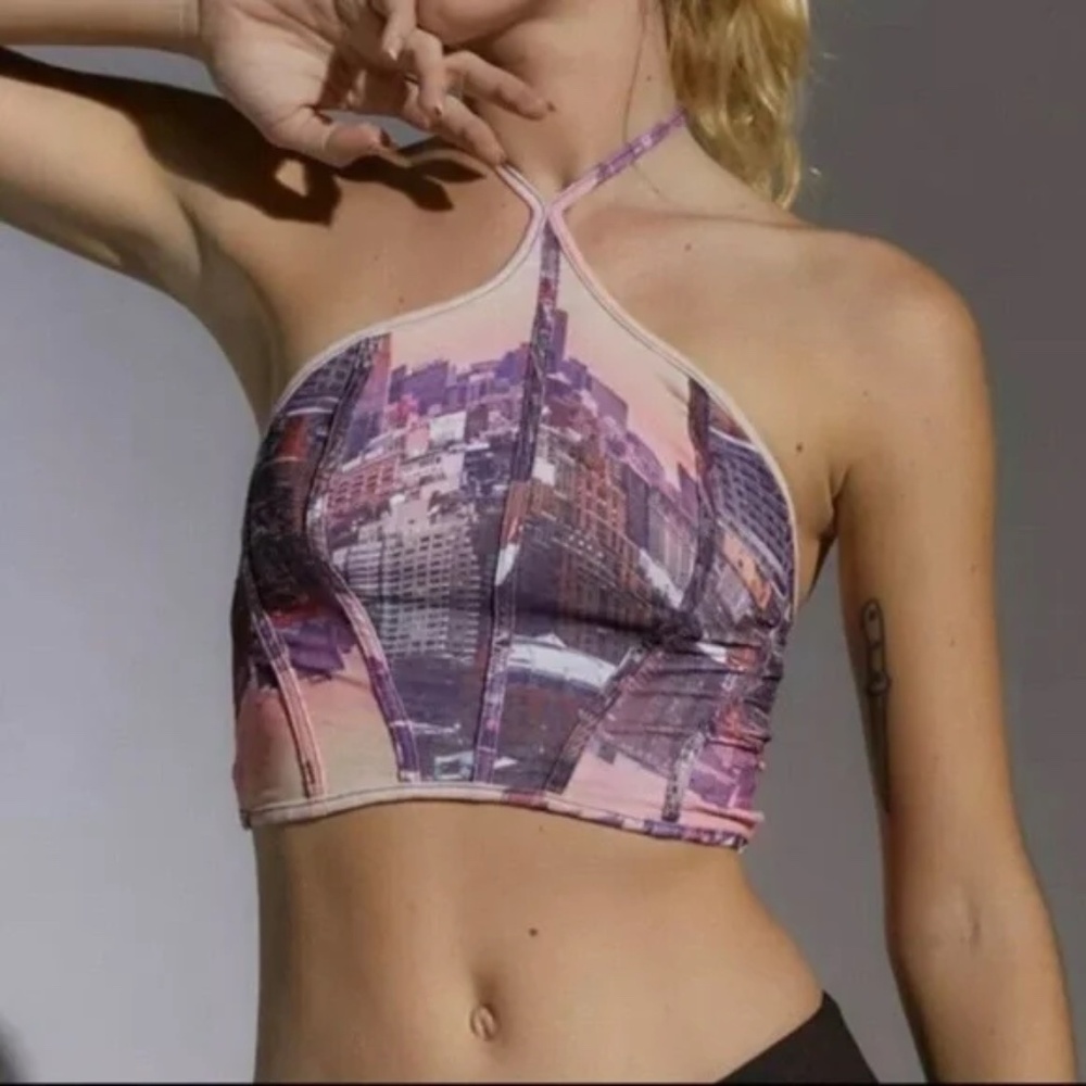 Urban Outfitters | NYC Skyline Halter Baby Doll Crop Top – Size M